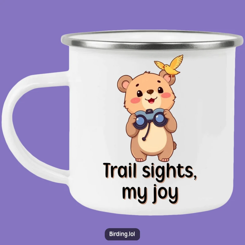 Funny Bear Cub Camping Mug: Rugged Bird Watching Gear for Outdoors