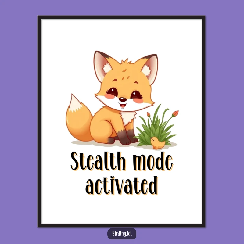 Funny Fox Cub Digital Print: Curious Nature Art for Instant Enchantment