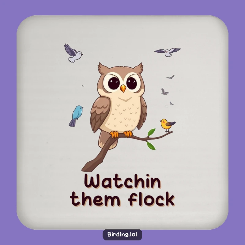 Funny Owl Coaster - Protect Surfaces with Bird Watching Humor, Gift Set