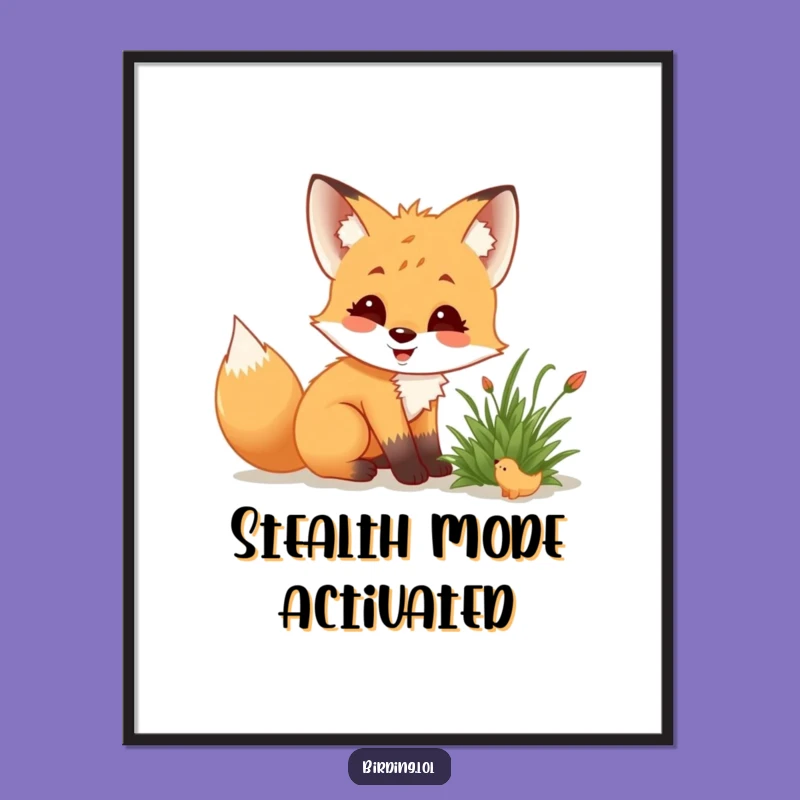 Funny Fox Cub Poster: Curious Nature Art for Enchanting Walls