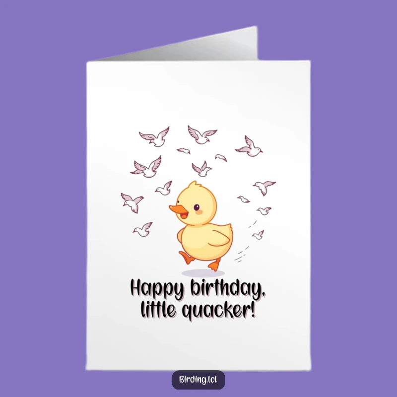 Free Printable Birthday Card: Happy Duckling Following Birds Funny Gift