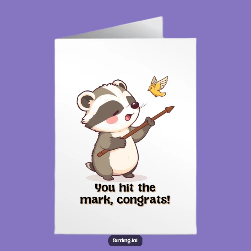 Free Printable Congrats Card: Badger Celebrates Success Funny Downloadable