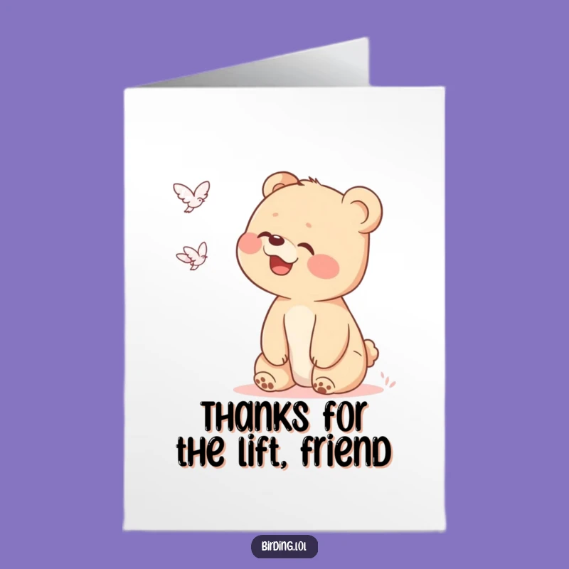 Free Printable Bear Cub Thank You Card: Amused Downloadable Gift for Appreciation